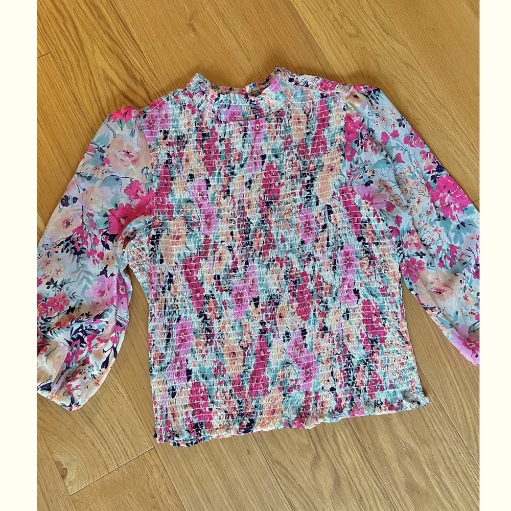 Silky smocked blouse